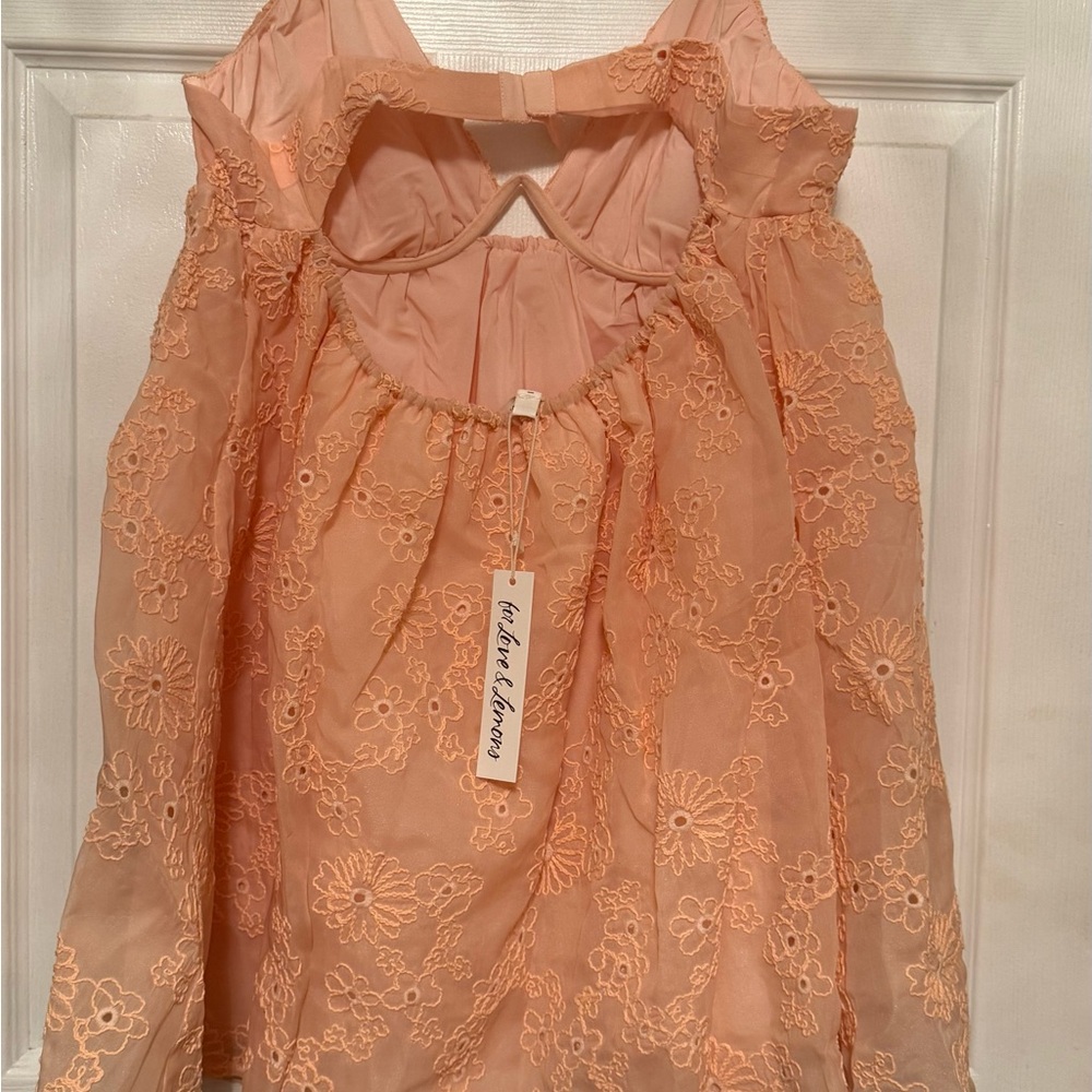 NWT For Love & Lemons Peach Eyelet Sundress XL - Picture 4 of 11